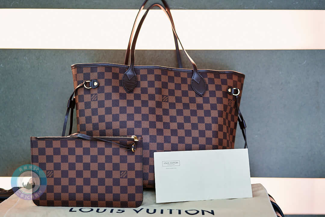 LV Neverfull 棋盤格二手包與證明文件全配套,青蘋果3C高雄實拍
